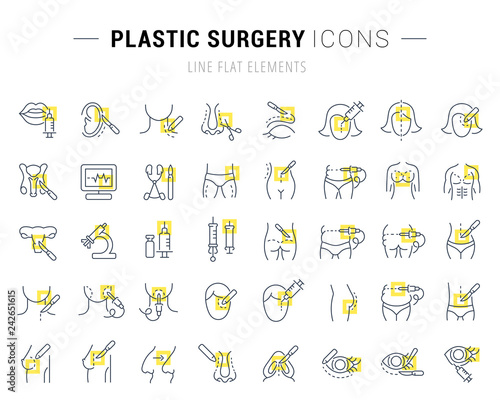 Set Vector Line Icons of Plastic Surgery.