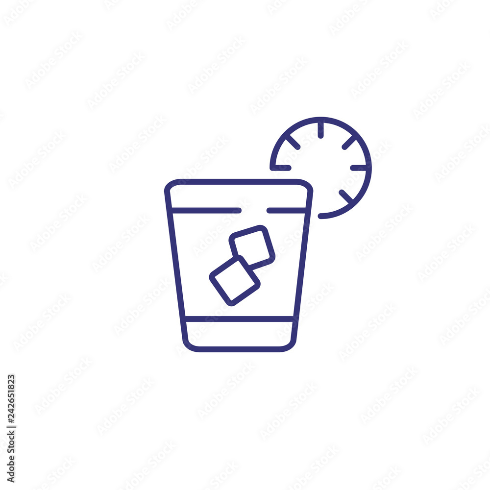 John Collins line icon. Glass, lime, ice. Cocktail concept. Can be used for topics like bar, party, celebration, holiday John Collins line icon. Glass, lime, ice. Cocktail concept. Can be used for topics like bar, party, celebration, holiday