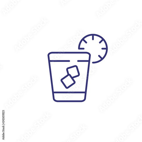 John Collins line icon. Glass, lime, ice. Cocktail concept. Can be used for topics like bar, party, celebration, holiday