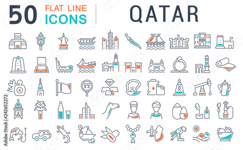 Set Vector Line Icons of Qatar.