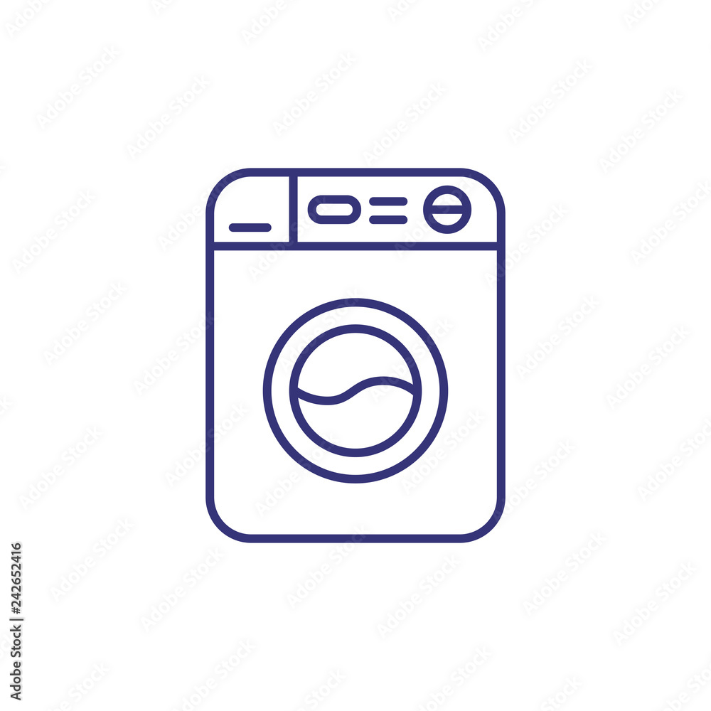 Washing machine line icon. Water, drum, automate, washer. Laundry concept. Can be used for topics like laundromat, facilities, service Washing machine line icon. Water, drum, automate, washer. Laundry concept. Can be used for topics like laundromat, facilities, service