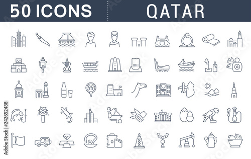 Set Vector Line Icons of Qatar.