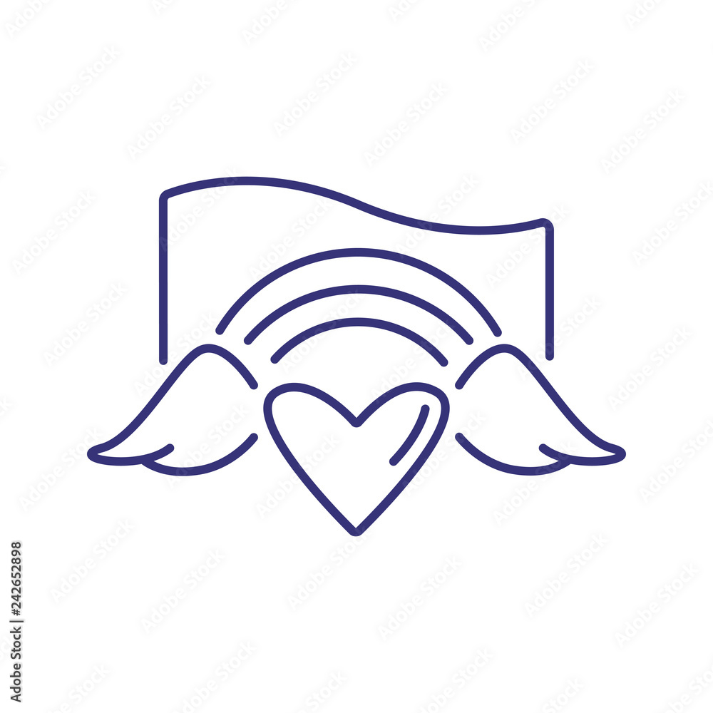 Heart with wings and rainbow line icon. LGBT community, homosexual relationships, bisexual relationships. LGBT concept. Vector can be used for topics like relationships, tolerance, social issues Heart with wings and rainbow line icon. LGBT community, homosexual relationships, bisexual relationships. LGBT concept. Vector can be used for topics like relationships, tolerance, social issues