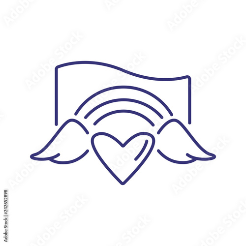 Heart with wings and rainbow line icon. LGBT community, homosexual relationships, bisexual relationships. LGBT concept. Vector can be used for topics like relationships, tolerance, social issues