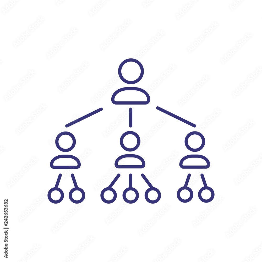 Hierarchical organization line icon. Structure, group, workers. Career concept. Vector illustration can be used for topics like working, business, trainings Hierarchical organization line icon. Structure, group, workers. Career concept. Vector illustration can be used for topics like working, business, trainings