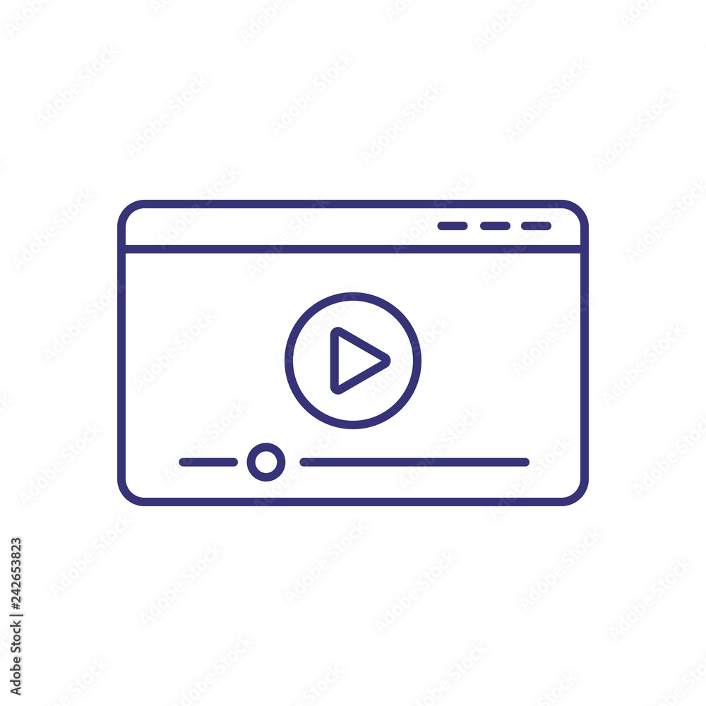 Multimedia line icon. Web page, screen, play sign. Presentation concept. Vector illustration can be used for topics like business, strategy, meeting Multimedia line icon. Web page, screen, play sign. Presentation concept. Vector illustration can be used for topics like business, strategy, meeting