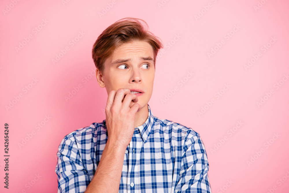 Close up portrait of oh no oops he him his boy biting finger fea Close up portrait of oh no oops he him his boy biting finger fea