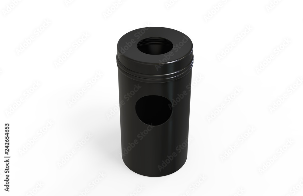 Obraz premium Blank dustbin mock up template on isolated white background, 3d illustration 