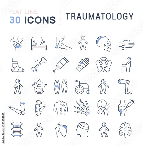 Set Vector Line Icons of Traumatology.