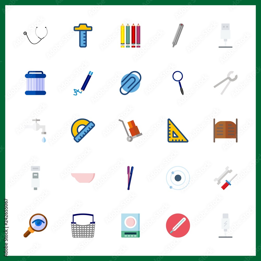25 tool icon. Vector illustration tool set. set square and paperclip icons for tool works 25 tool icon. Vector illustration tool set. set square and paperclip icons for tool works