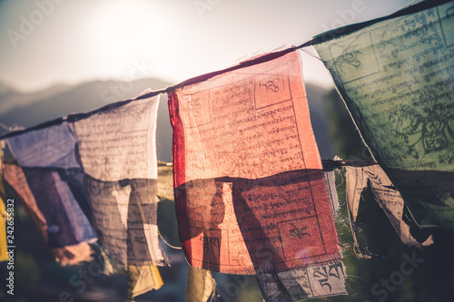 The Tibetan colouful preyer flags. 