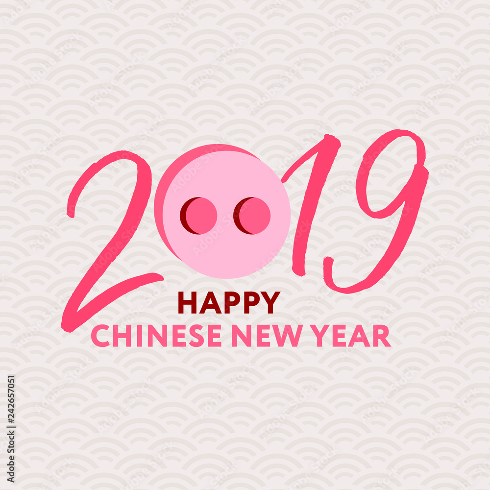 Happy chinese new year 2019 Zodiac sign with gold paper cut art and craft style on color Background. Chinese Translation : Year of the pig Happy chinese new year 2019 Zodiac sign with gold paper cut art and craft style on color Background. Chinese Translation : Year of the pig