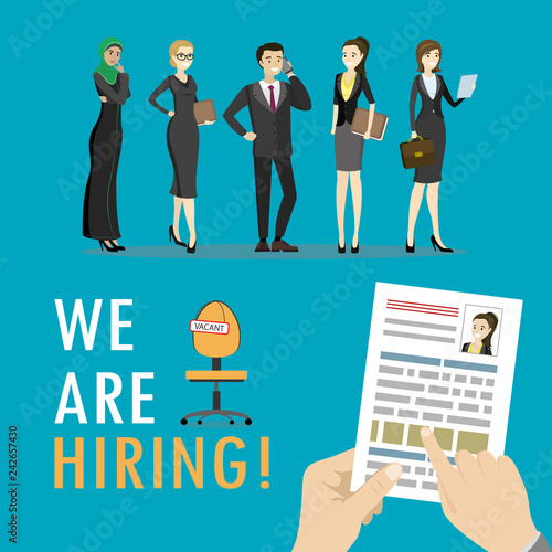 We  are hiring,Search job design,Concepts for human resource and recruitment.