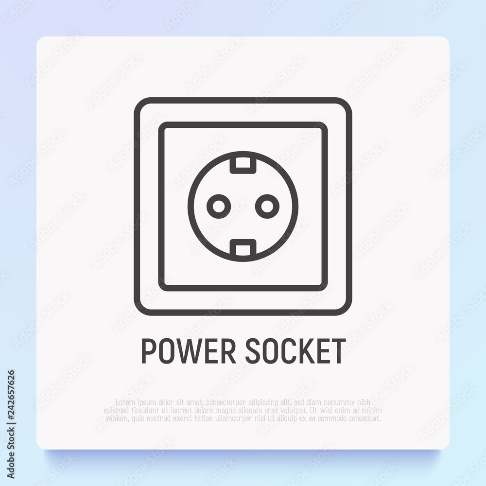 Power socket thin line icon. Modern vector illustration. Power socket thin line icon. Modern vector illustration.