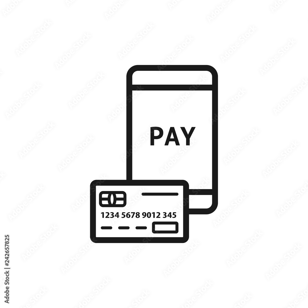 Mobile payment line icon. Smartphone, credit card, transfer. Ecommerce  concept. Can be used for topics like online purchase, banking, transaction  Stock Vector | Adobe Stock