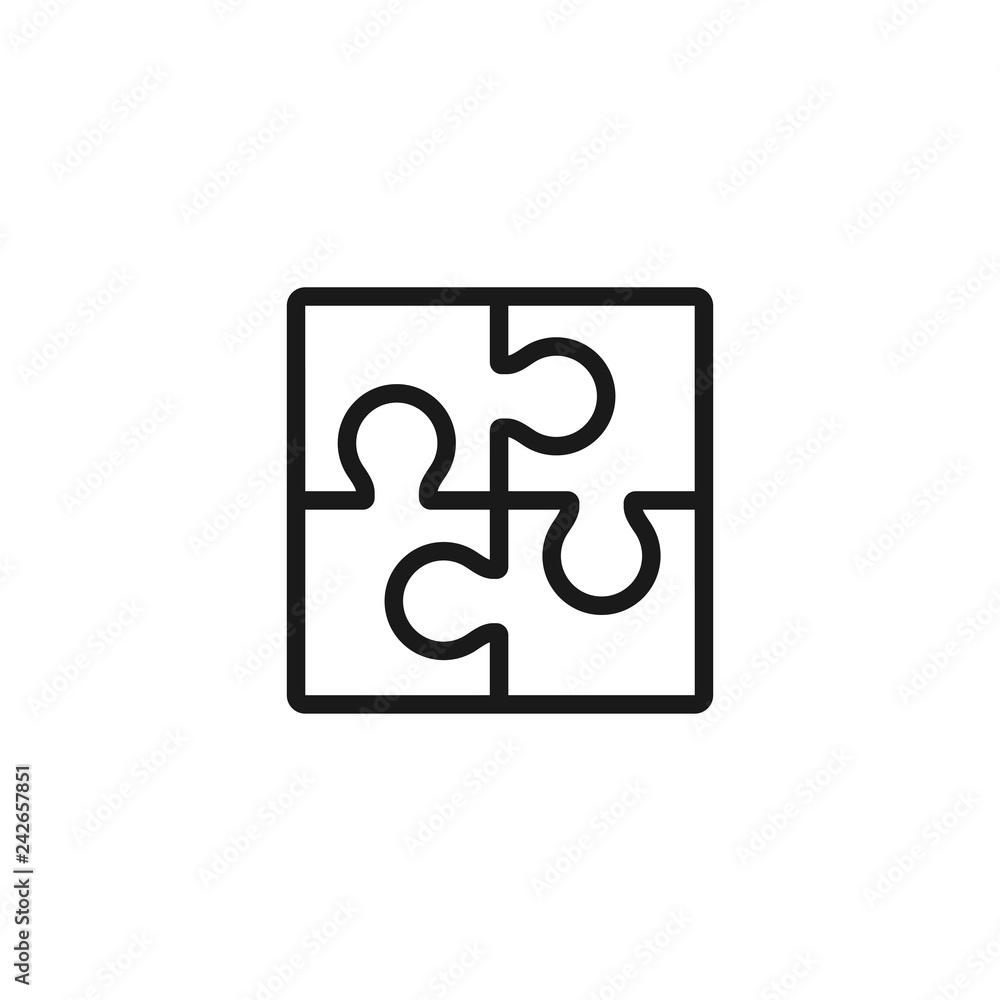 Puzzle with four parts line icon. Jigsaw, square, match. Integrity concept. Can be used for topics like challenge, management, problem solving. Puzzle with four parts line icon. Jigsaw, square, match. Integrity concept. Can be used for topics like challenge, management, problem solving.