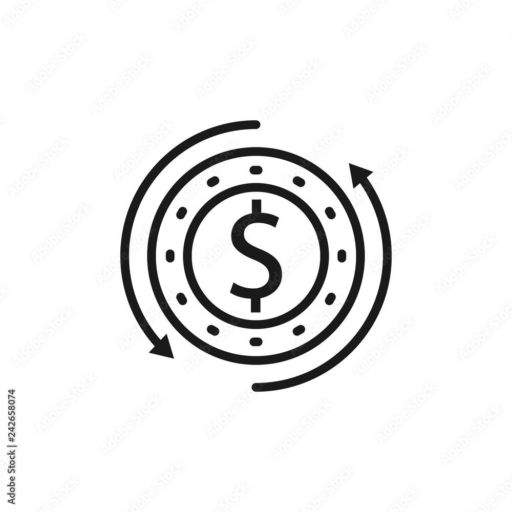 Vector currency exchange, money transfer, convert, cash back, quick loan, refund line icon. Symbol and sign illustration design. Isolated on white background Vector currency exchange, money transfer, convert, cash back, quick loan, refund line icon. Symbol and sign illustration design. Isolated on white background