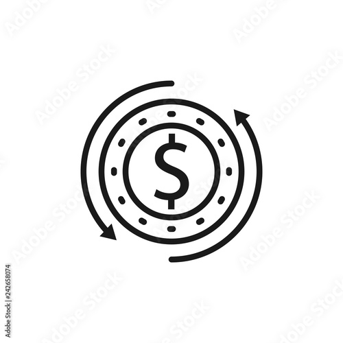 Vector currency exchange, money transfer, convert, cash back, quick loan, refund line icon. Symbol and sign illustration design. Isolated on white background