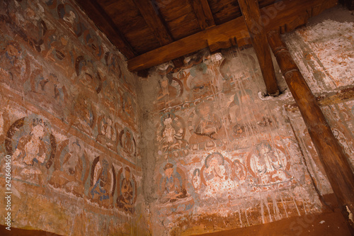 The artistic and spiritual details reflected in the wall paintings in the monastery at Alchi Monastery.