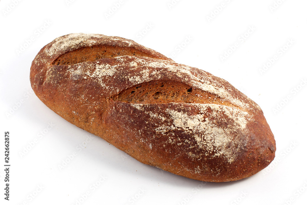 Fresh bread on white background. Beautifully sprinkled with flour. Fresh bread on white background. Beautifully sprinkled with flour.
