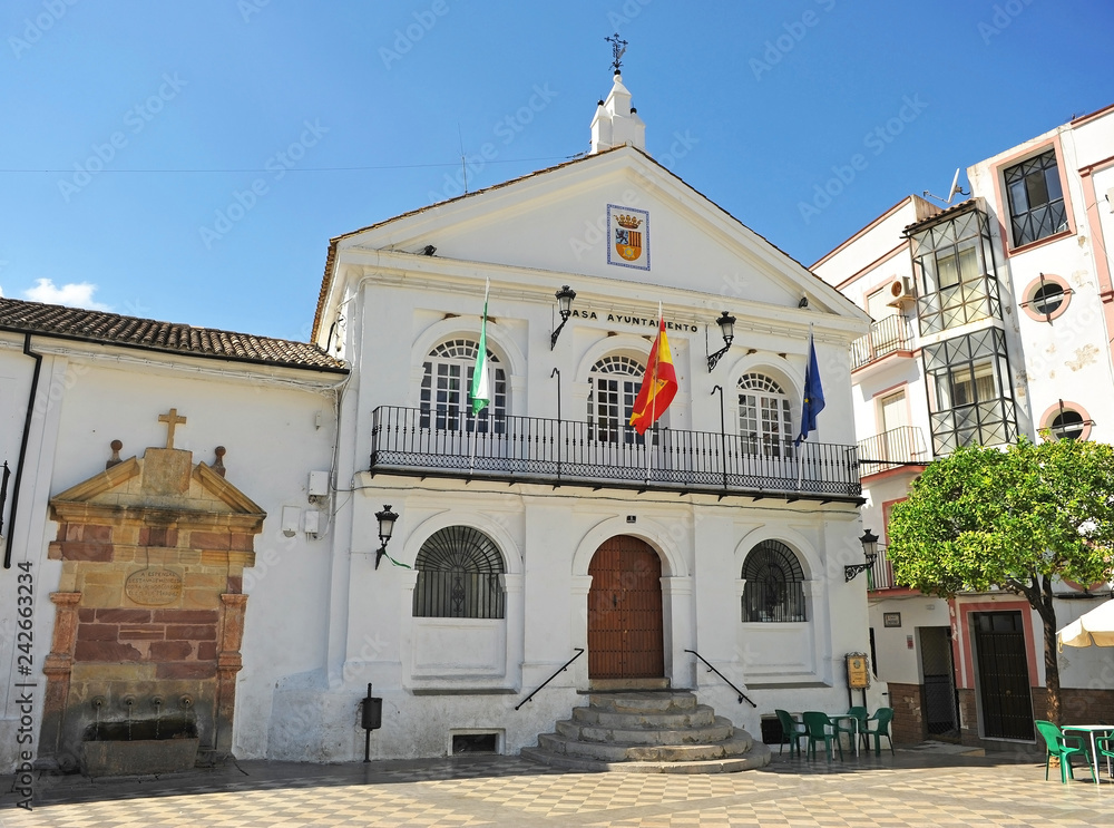 Town Hall of Ubrique, a town famous for the quality of its leather crafts, one of the white villages of the Sierra de Cádiz, Spain