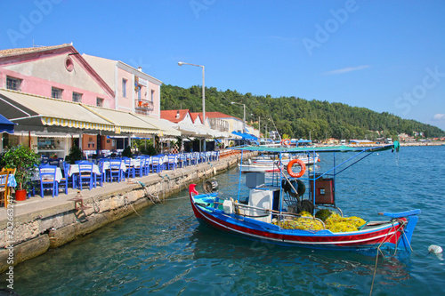 Waterfront of the sleepy Greek fishing village of Katakolon, Greece.