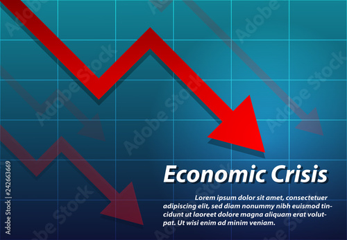 Arrow down , Economic crisis background, vector