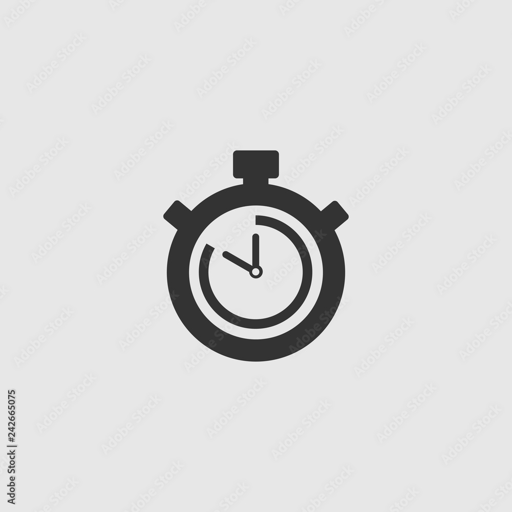 Stopwatch Vector Icon. The 50 seconds, minutes stopwatch icon on gray background. Stopwatch Vector Icon. The 50 seconds, minutes stopwatch icon on gray background.