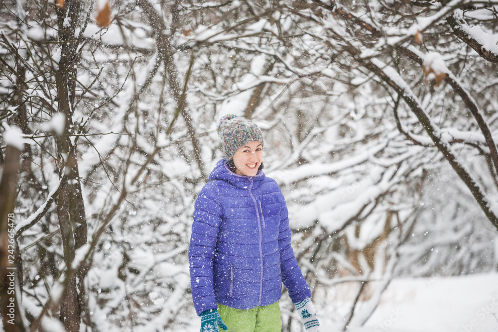 Portrait of a woman in a knitted hat. Portrait of a woman in a knitted hat.