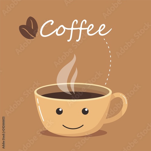 Cute cup of coffee character vector