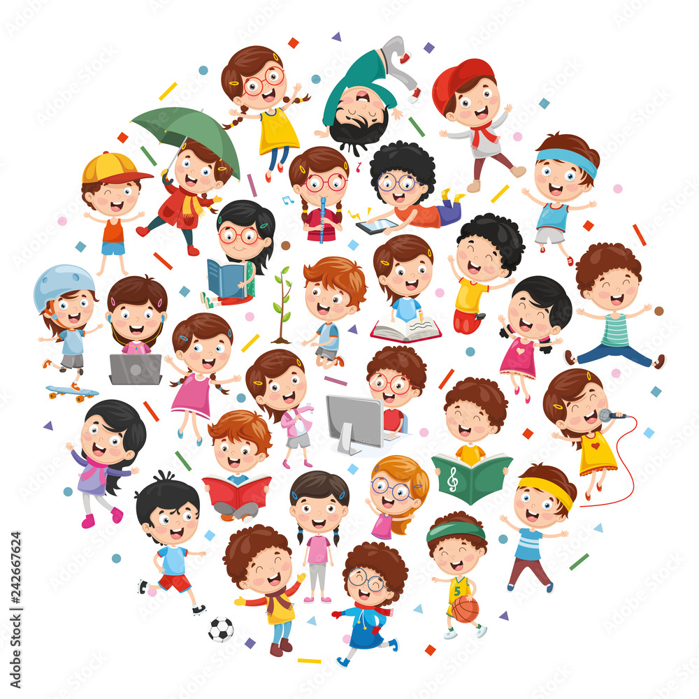 Vector Illustration Of Cartoon Children Concept Vector Illustration Of Cartoon Children Concept