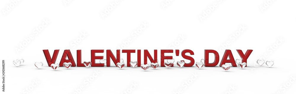 Fototapeta premium Group of Valentine Hearts on white background. 3D rendering.