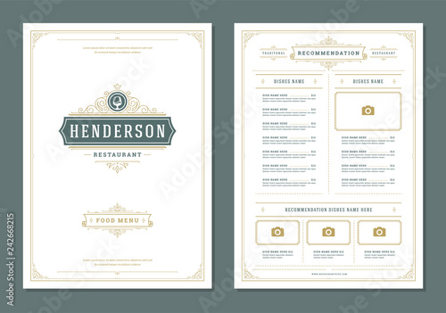 Restaurant menu design and logo vector brochure template.