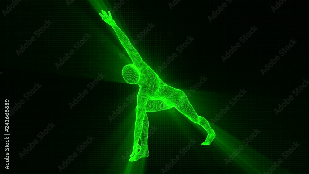 4K Futuristic Wireframe Android AI Man Handstand Seamless Loop 4K Futuristic Wireframe Android AI Man Handstand Seamless Loop