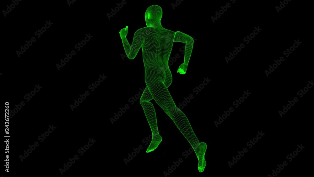 4K Futuristic Wireframe Android AI Man Running Seamless Loop 4K Futuristic Wireframe Android AI Man Running Seamless Loop