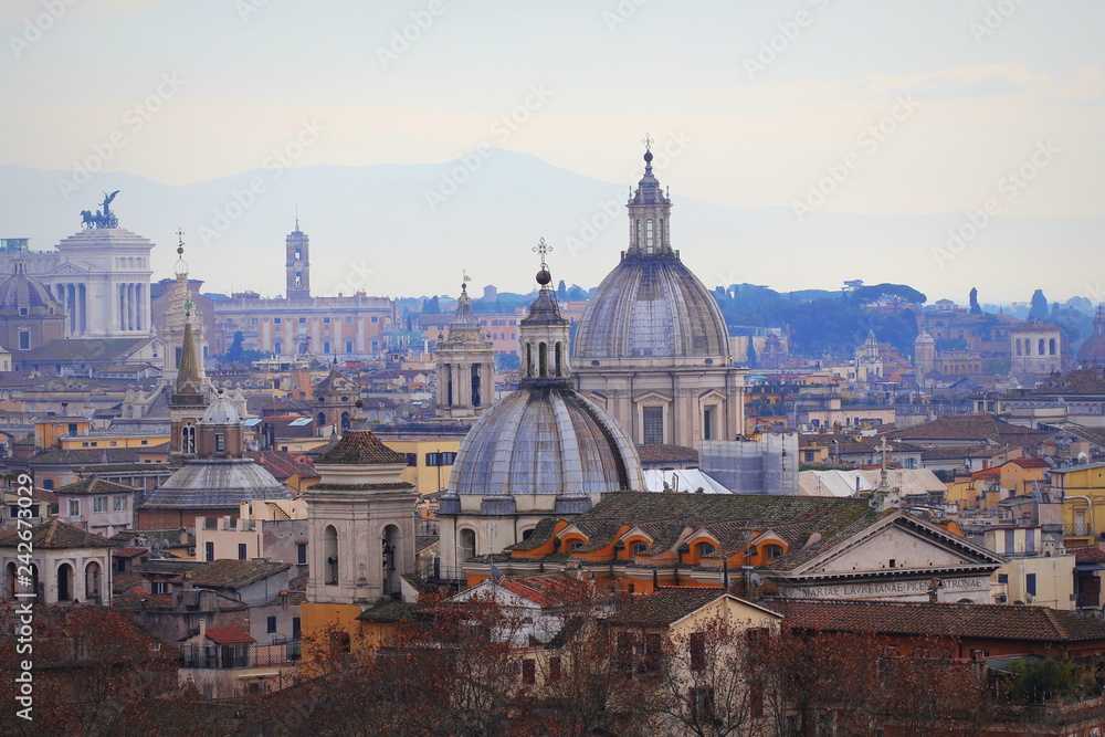 Panorama of the old town from the roof of the castle, Rome, Italy