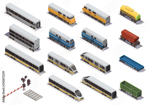 Train Railway Isometric Set 