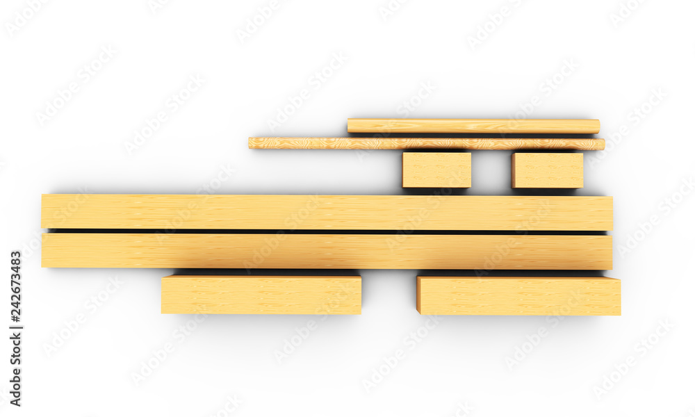 Sliced Lumber from the log. 3d illustration Stack of wooden bars Sliced Lumber from the log. 3d illustration Stack of wooden bars