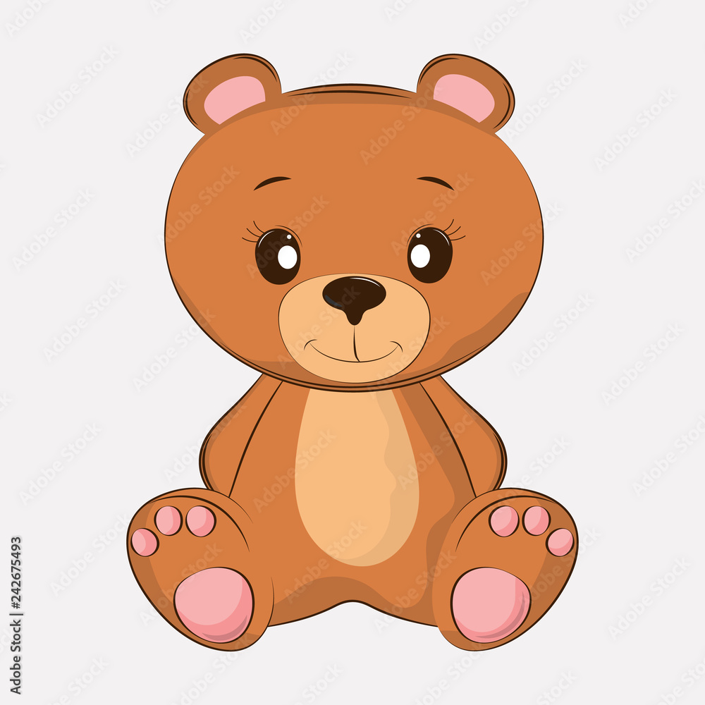 Hand drawn vector illustration of a cute funny bear. Hand drawn vector illustration of a cute funny bear.