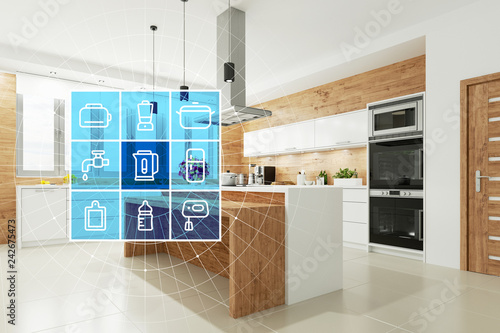 Smart Home Technologie Interface für moderne Küche photo