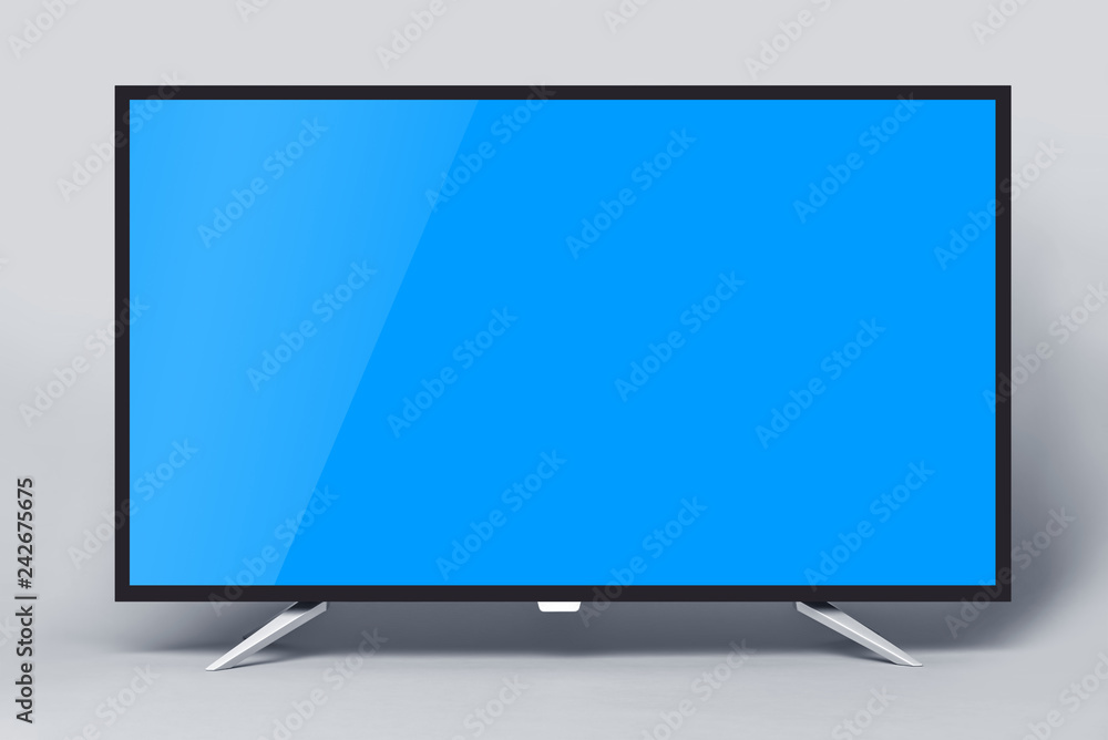 Modern TV or PC monitor on a gray background. Modern TV or PC monitor on a gray background.