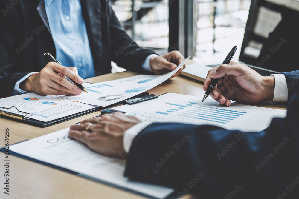 custom made wallpaper toronto digitalFinance manager meeting discussing company growth project success financial statistics, professional investor working start up project for strategy plan with document, laptop and digital tablet