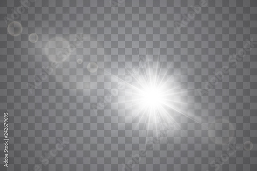 Glow light effect. Star burst with sparkles. Sun. Vector illustration.