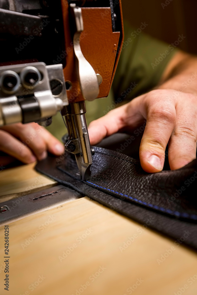 Vertical Shot Adding Leather Pocket Using a Commercial Sewing Machine Vertical Shot Adding Leather Pocket Using a Commercial Sewing Machine