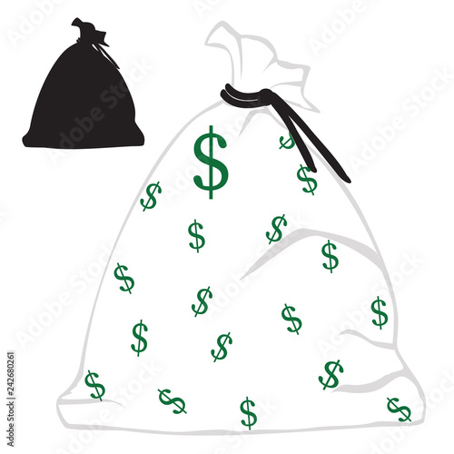 Object-Money Bags, Colored & Silhouette