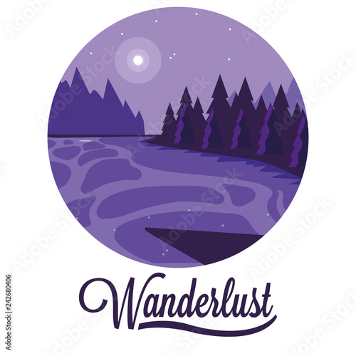 scene landscape with river and wanderlust