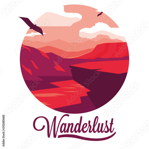 scene landscape with river and wanderlust