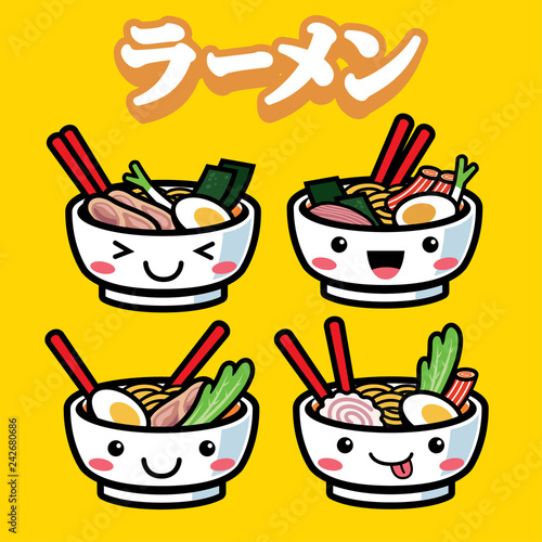 ramen with cute cartoon style