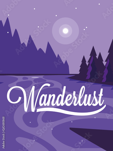 scene landscape with river and wanderlust
