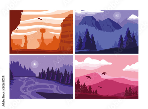 wanderlust poster with set of landscapes